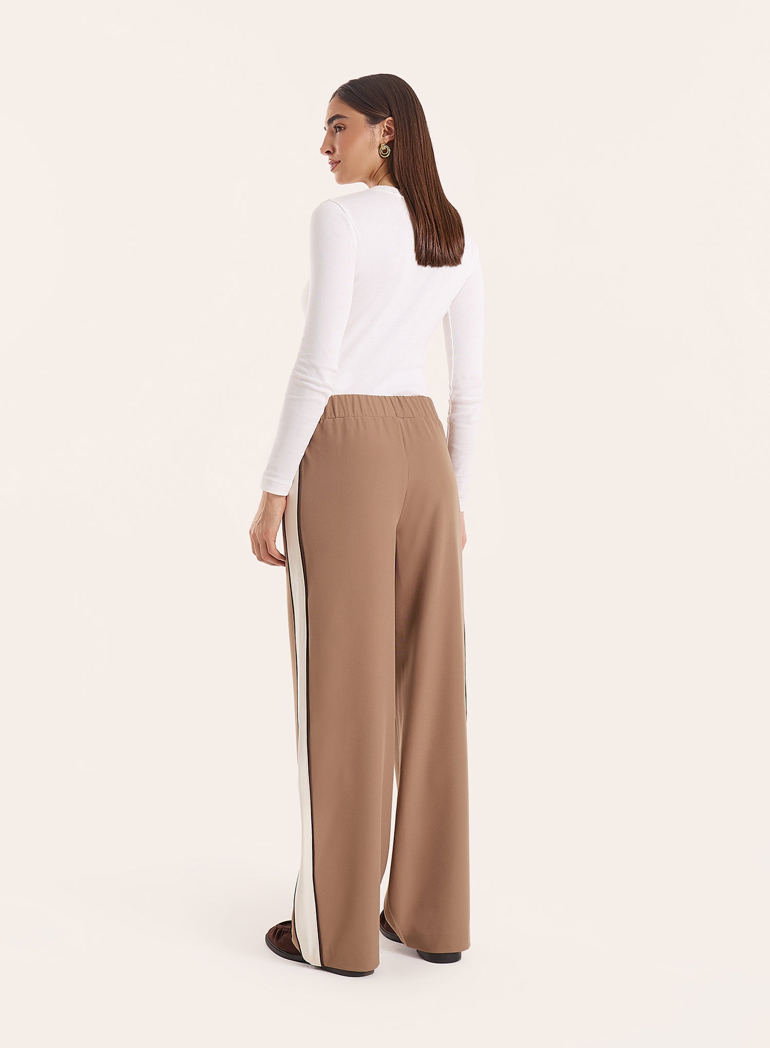 Mocha Contrast Side Striped Trousers